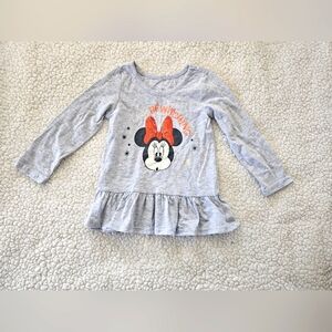 Disney juniors girls gray‎ minnie mouse longsleeve tee size 2T glow in the dark